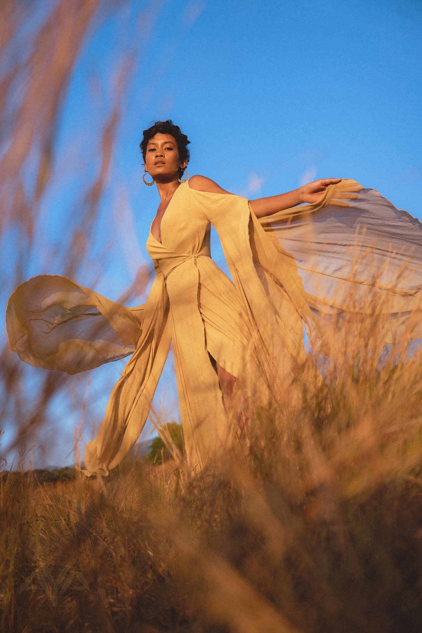 Ochre Makosh Goddess Dress • Fairy Wings Dress • Light Cotton Formal Dress - AYA SW IDR