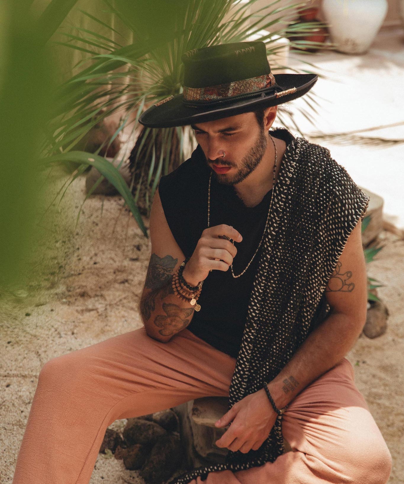 Ochre Orange Long Cotton Pants for Men - AYA SW IDR