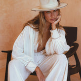 Off White Adjustable Pants • Casual Wide Boot Trousers • Cocktail Summer Pants - AYA SW IDR