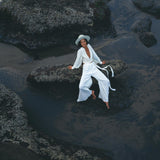 Off White Adjustable Pants • Casual Wide Boot Trousers • Cocktail Summer Pants - AYA SW IDR