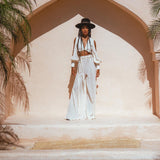 Off - White Ambrosia Set Top and Pants • Organic Boho Top & Trousers for Women - AYA SW IDR