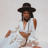 Off - White Ambrosia Set Top and Pants • Organic Boho Top & Trousers for Women - AYA SW IDR