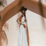 Off - White Ambrosia Set Top and Pants • Organic Boho Top & Trousers for Women - AYA SW IDR