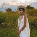 Off White Athena Cape • Bohemian Macrame Robe for Women • Boho Braided Cape Dress - AYA SW IDR