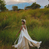 Off White Athena Cape • Bohemian Macrame Robe for Women • Boho Braided Cape Dress - AYA SW IDR