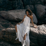 Off - White Aurora Greek Goddess Dress • Greek Gown Toga Dress • Asymmetrical One Shoulder Dress - AYA SW IDR