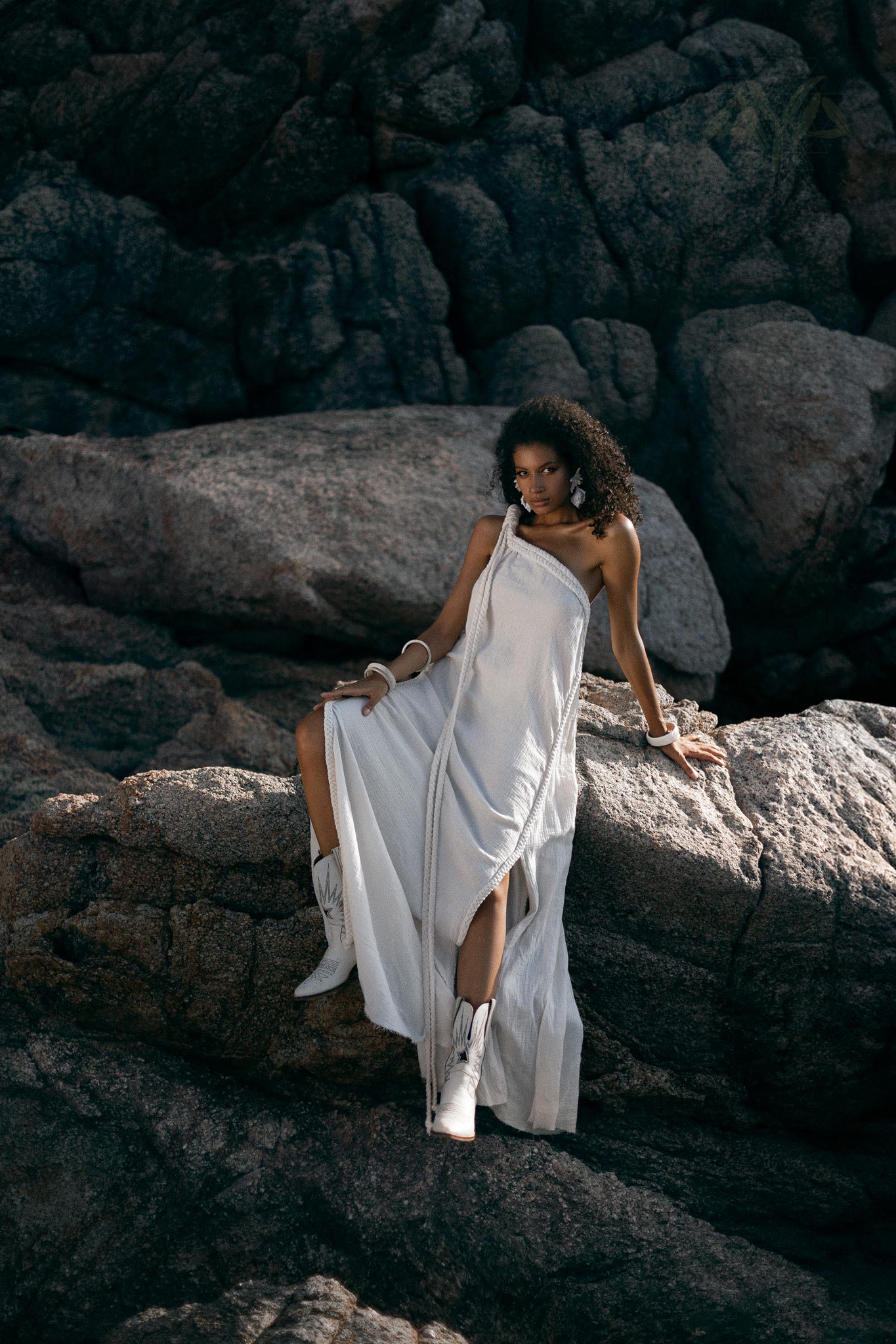 Off - White Aurora Greek Goddess Dress • Greek Gown Toga Dress • Asymmetrical One Shoulder Dress - AYA SW IDR