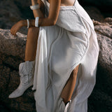Off - White Aurora Greek Goddess Dress • Greek Gown Toga Dress • Asymmetrical One Shoulder Dress - AYA SW IDR