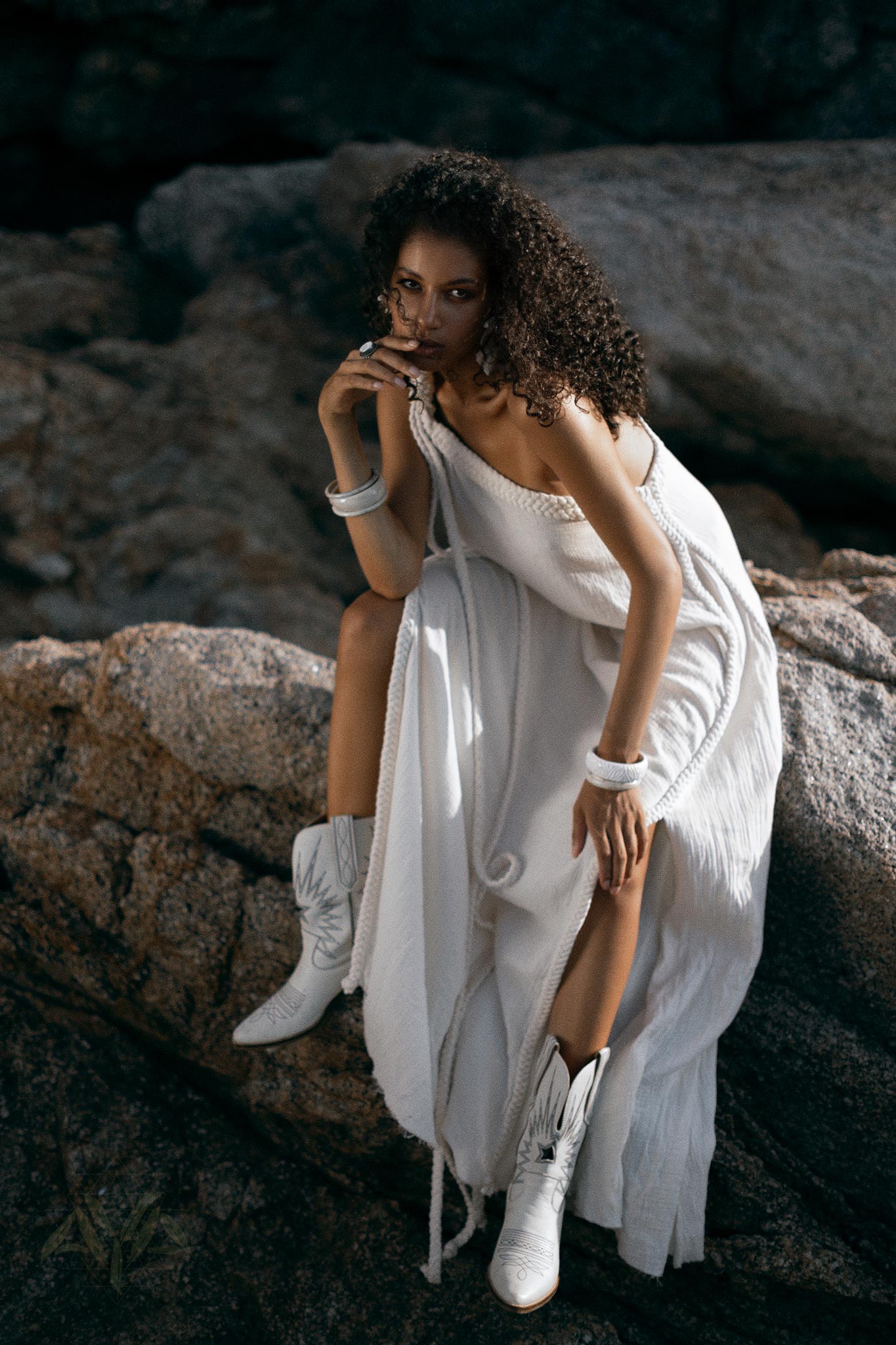 Off - White Aurora Greek Goddess Dress • Greek Gown Toga Dress • Asymmetrical One Shoulder Dress - AYA SW IDR