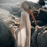 Off - White Aurora Greek Goddess Dress • Greek Gown Toga Dress • Asymmetrical One Shoulder Dress - AYA SW IDR