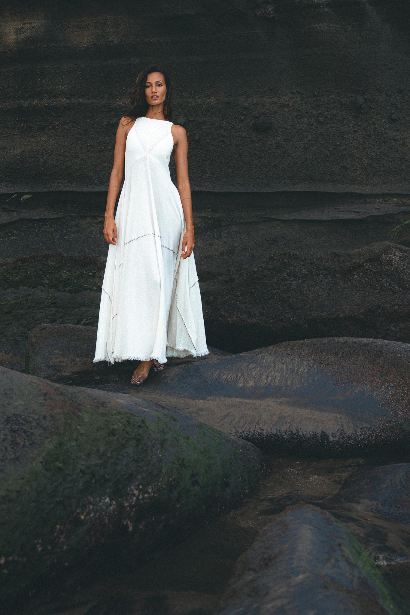 Off White Bhakti Dress • Bridal Hand Embroidered Dress • Organic Wedding Dress - AYA SW IDR