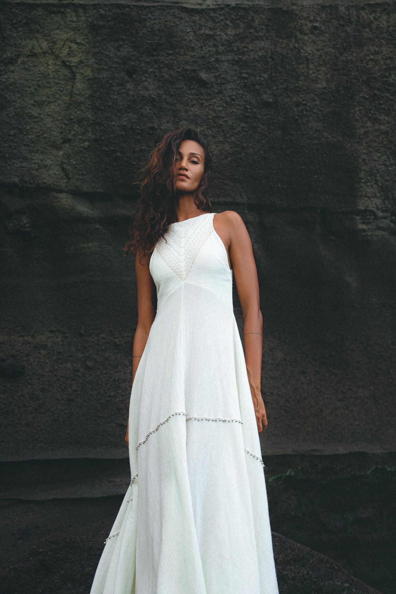 Off White Bhakti Dress • Bridal Hand Embroidered Dress • Organic Wedding Dress - AYA SW IDR