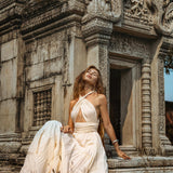Off - White Bohemian Adjustable Dress • Evening Open Back Belly Dress - AYA SW IDR