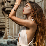 Off - White Bohemian Adjustable Dress • Evening Open Back Belly Dress - AYA SW IDR