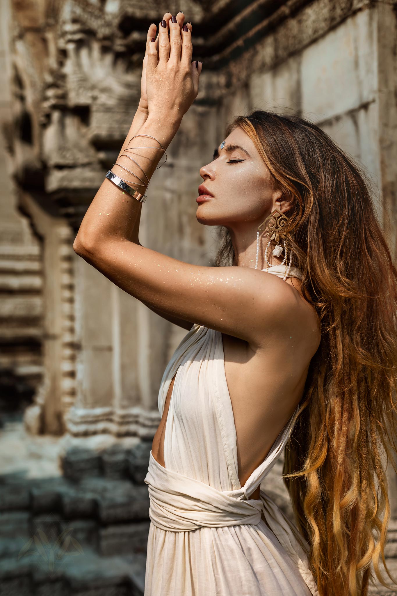 Off - White Bohemian Adjustable Dress • Evening Open Back Belly Dress - AYA SW IDR