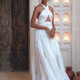 Off - White Bohemian Adjustable Dress • Evening Open Back Belly Dress - AYA SW IDR