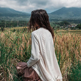 Off - White Bohemian Raw Cotton Coat Cape Wrap - AYA SW IDR
