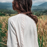 Off - White Bohemian Raw Cotton Coat Cape Wrap - AYA SW IDR