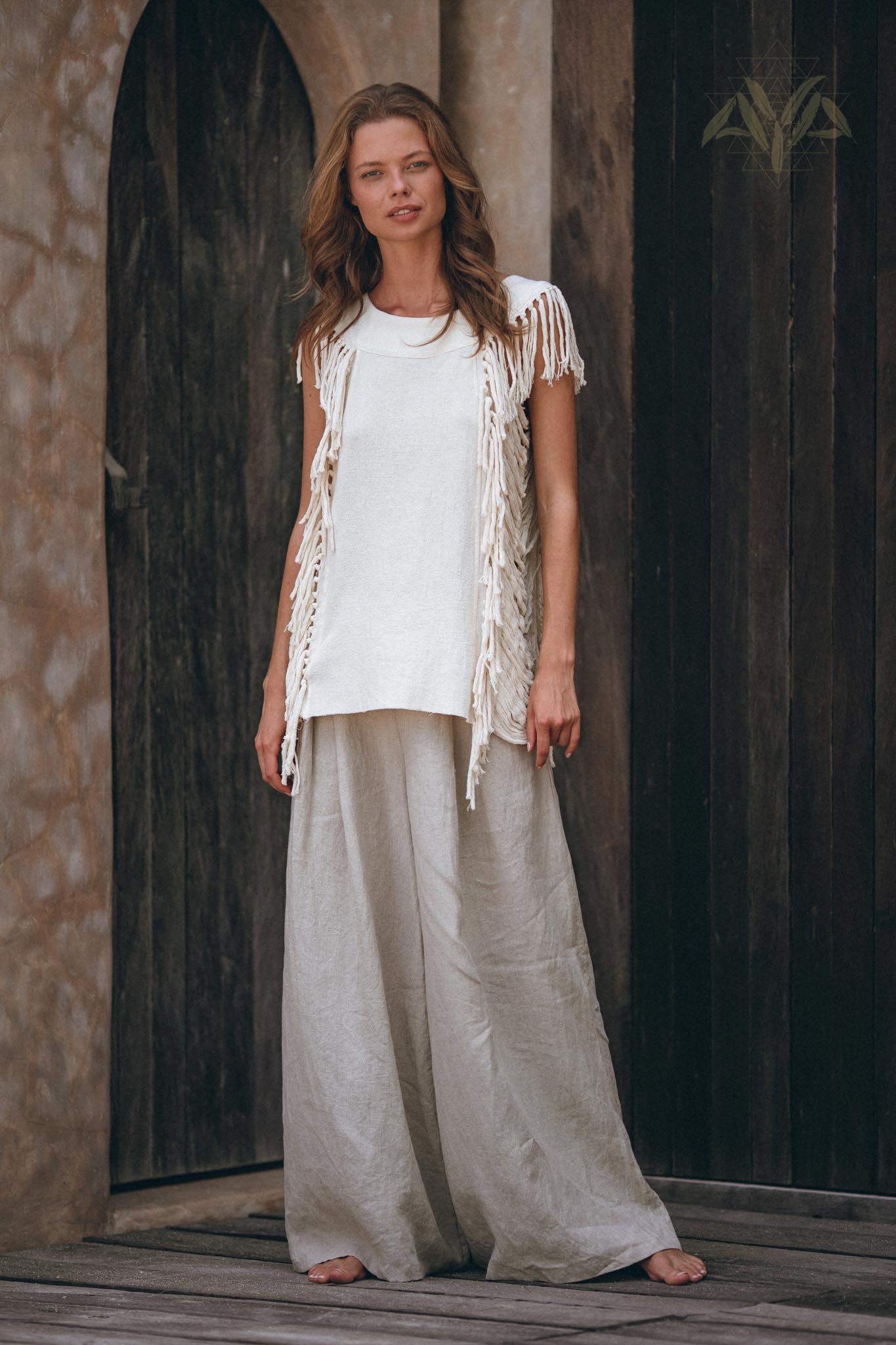 Off - White Bohemian Top with Tassels Sides - AYA SW IDR
