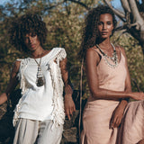 Off - White Bohemian Top with Tassels Sides - AYA SW IDR