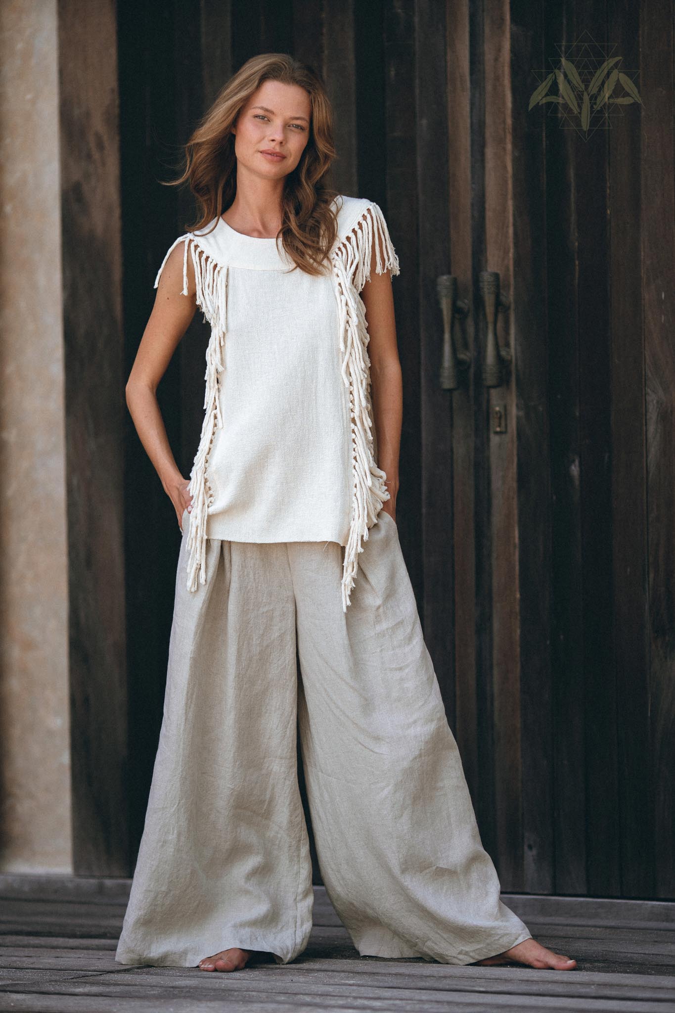 Off - White Bohemian Top with Tassels Sides - AYA SW IDR
