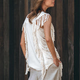 Off - White Bohemian Top with Tassels Sides - AYA SW IDR