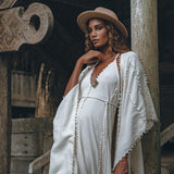 Off - White Boho Beach Wedding Dress • Bohemian Homespun Cotton Dress - AYA SW IDR