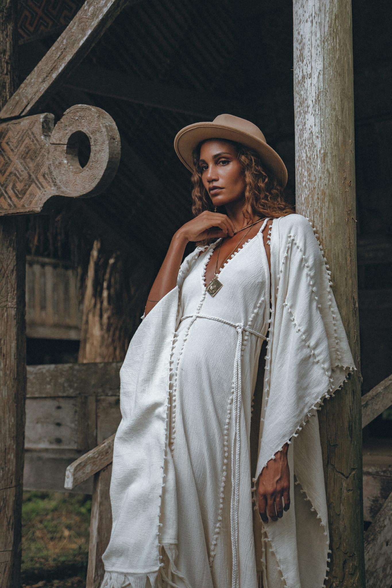 Off - White Boho Beach Wedding Dress • Bohemian Homespun Cotton Dress - AYA SW IDR