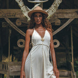 Off - White Boho Beach Wedding Dress • Bohemian Homespun Cotton Dress - AYA SW IDR