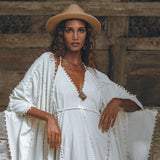 Off - White Boho Beach Wedding Dress • Bohemian Homespun Cotton Dress - AYA SW IDR