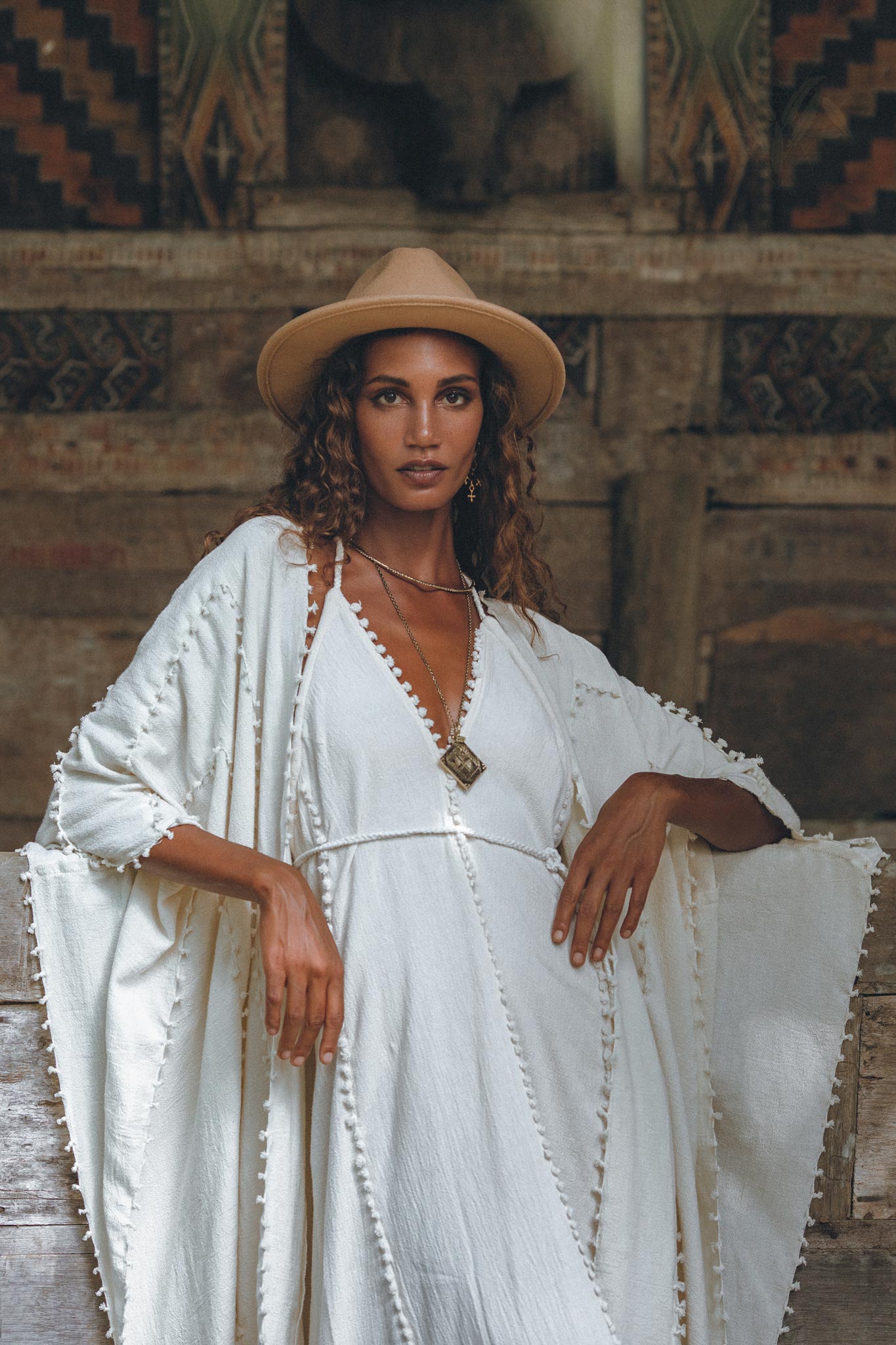 Off - White Boho Beach Wedding Dress • Bohemian Homespun Cotton Dress - AYA SW IDR