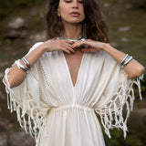Off - White Boho Dress • Boho Goddess Dress • Maxi Bridesmaid Dress - AYA SW IDR