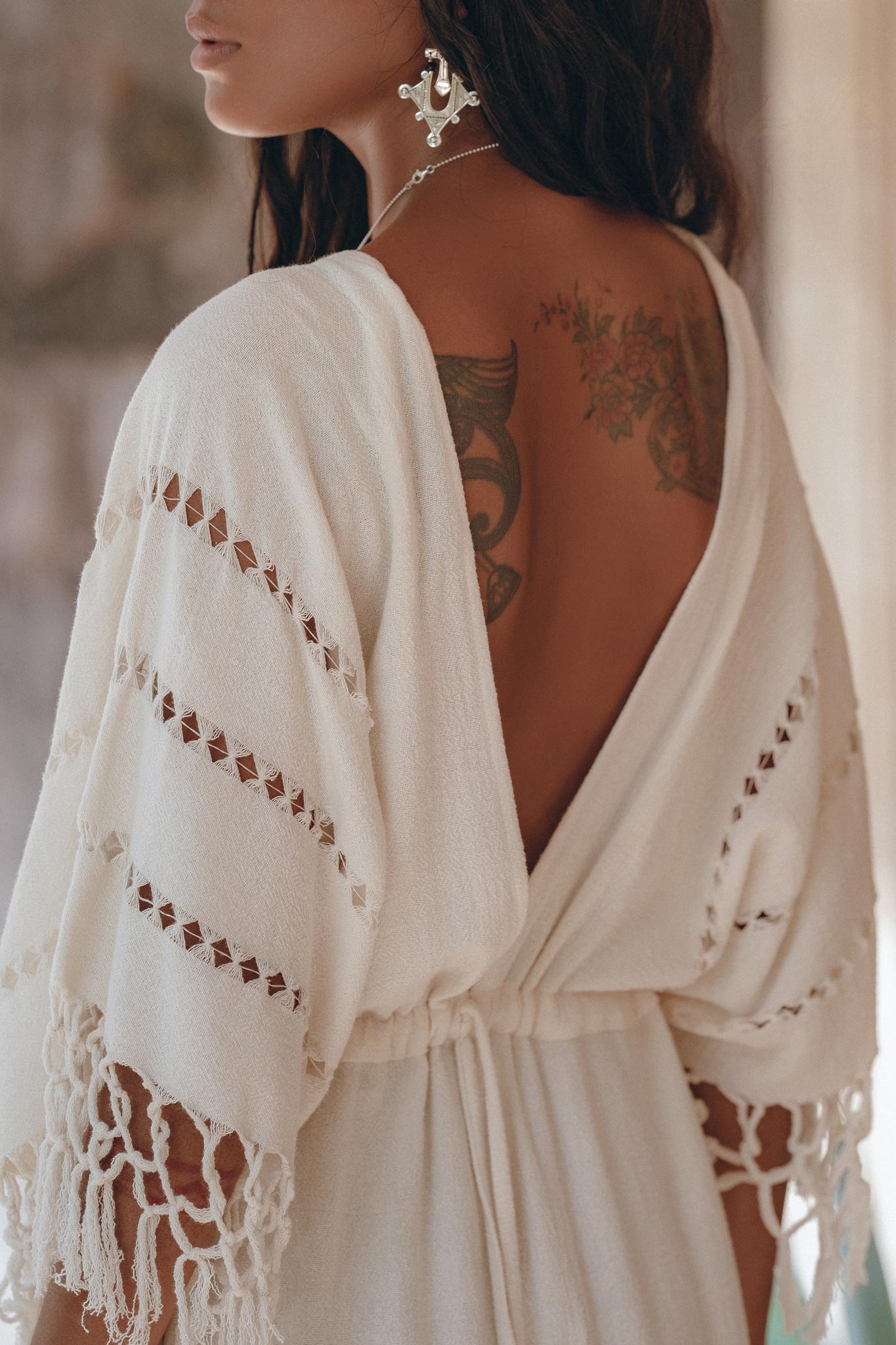 Off - White Boho Dress • Boho Goddess Dress • Maxi Bridesmaid Dress - AYA SW IDR