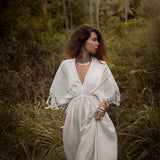 Off - White Boho Dress • Boho Goddess Dress • Maxi Bridesmaid Dress - AYA SW IDR