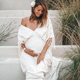 Off - White Boho Dress • Boho Goddess Dress • Maxi Bridesmaid Dress - AYA SW IDR
