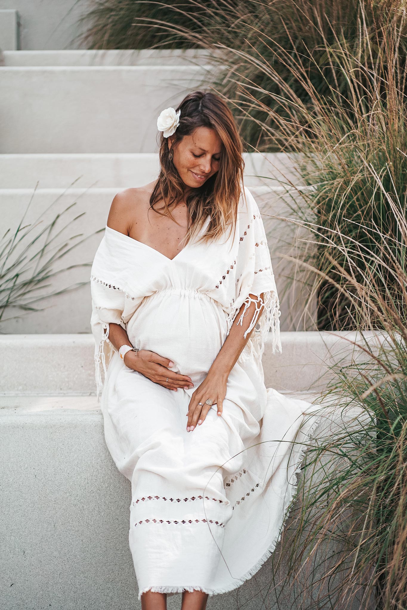 Off - White Boho Dress • Boho Goddess Dress • Maxi Bridesmaid Dress - AYA SW IDR