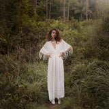 Off - White Boho Dress • Boho Goddess Dress • Maxi Bridesmaid Dress - AYA SW IDR