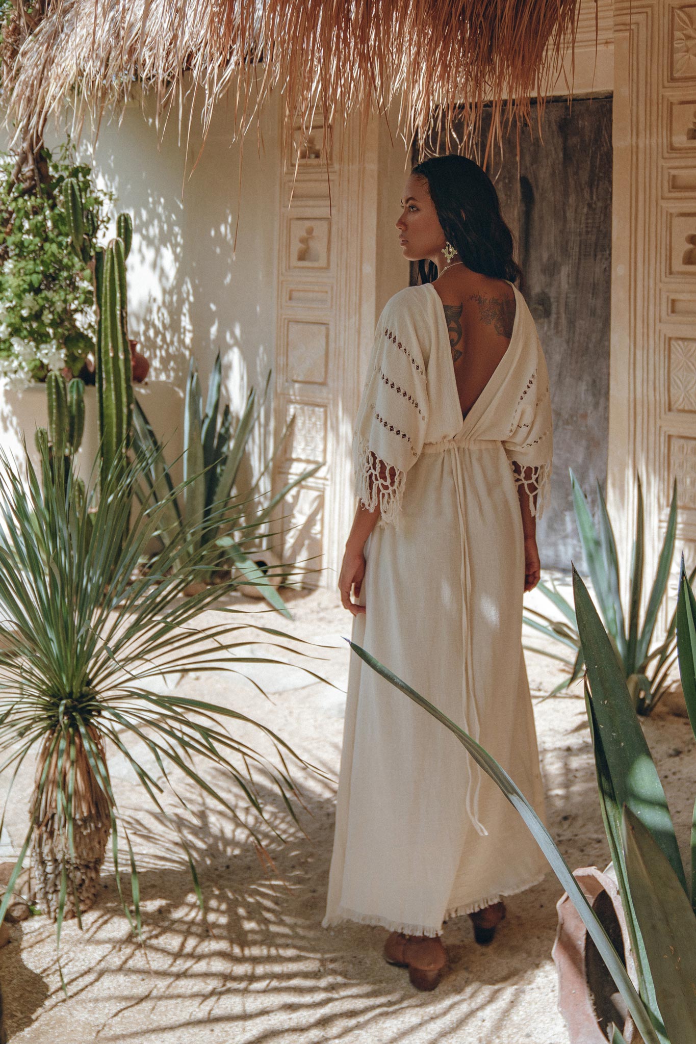 Off - White Boho Dress • Boho Goddess Dress • Maxi Bridesmaid Dress - AYA SW IDR