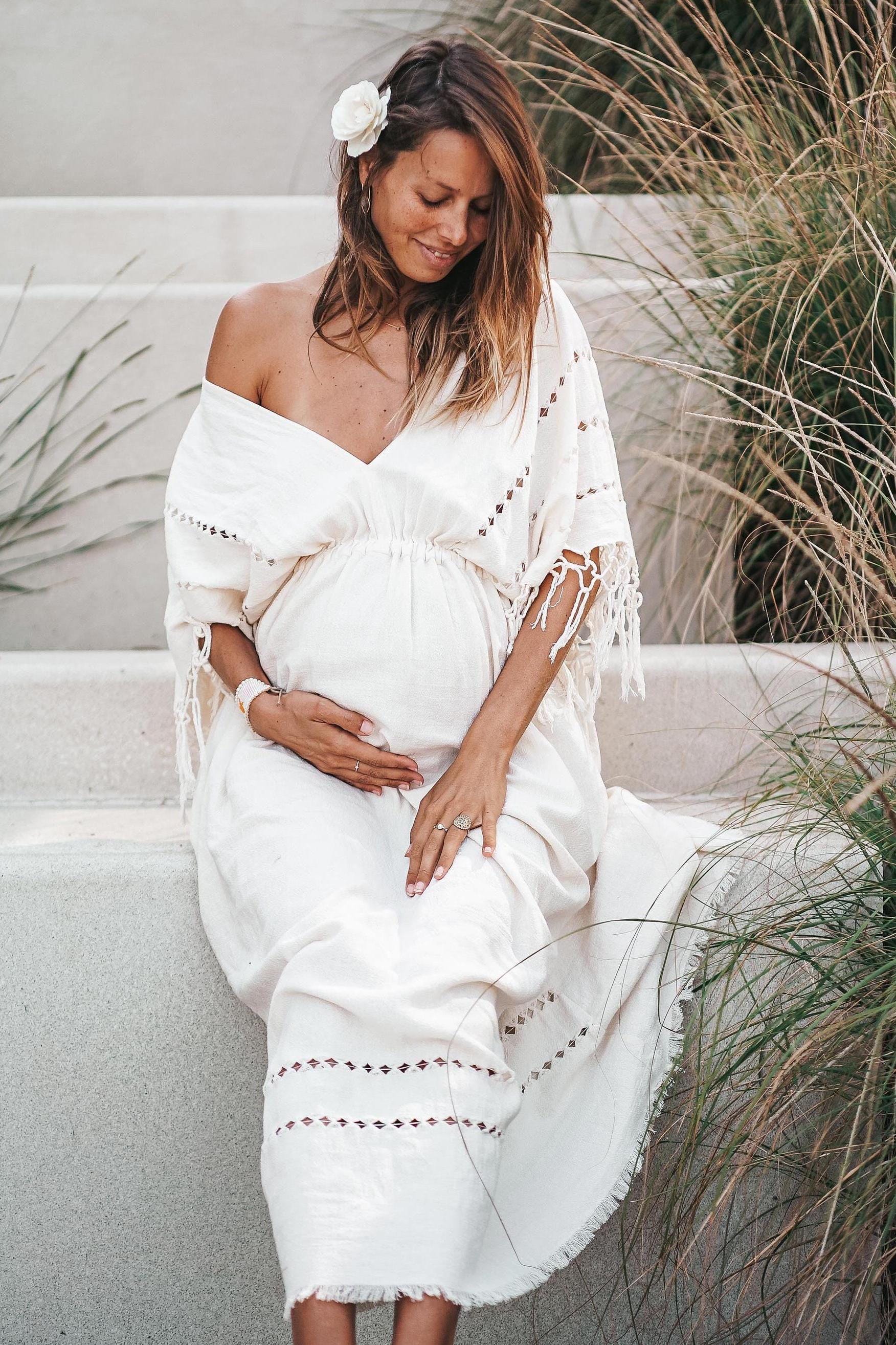 Off-White Boho Dress • Boho Goddess Dress • Maxi Bridesmaid Dress - AYA SW IDR