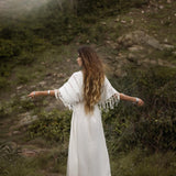 Off - White Boho Dress • Boho Goddess Dress • Maxi Bridesmaid Dress - AYA SW IDR