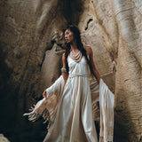 Off - White Boho Dress • Goddess Dress • Simple Wedding Dress - AYA SW IDR