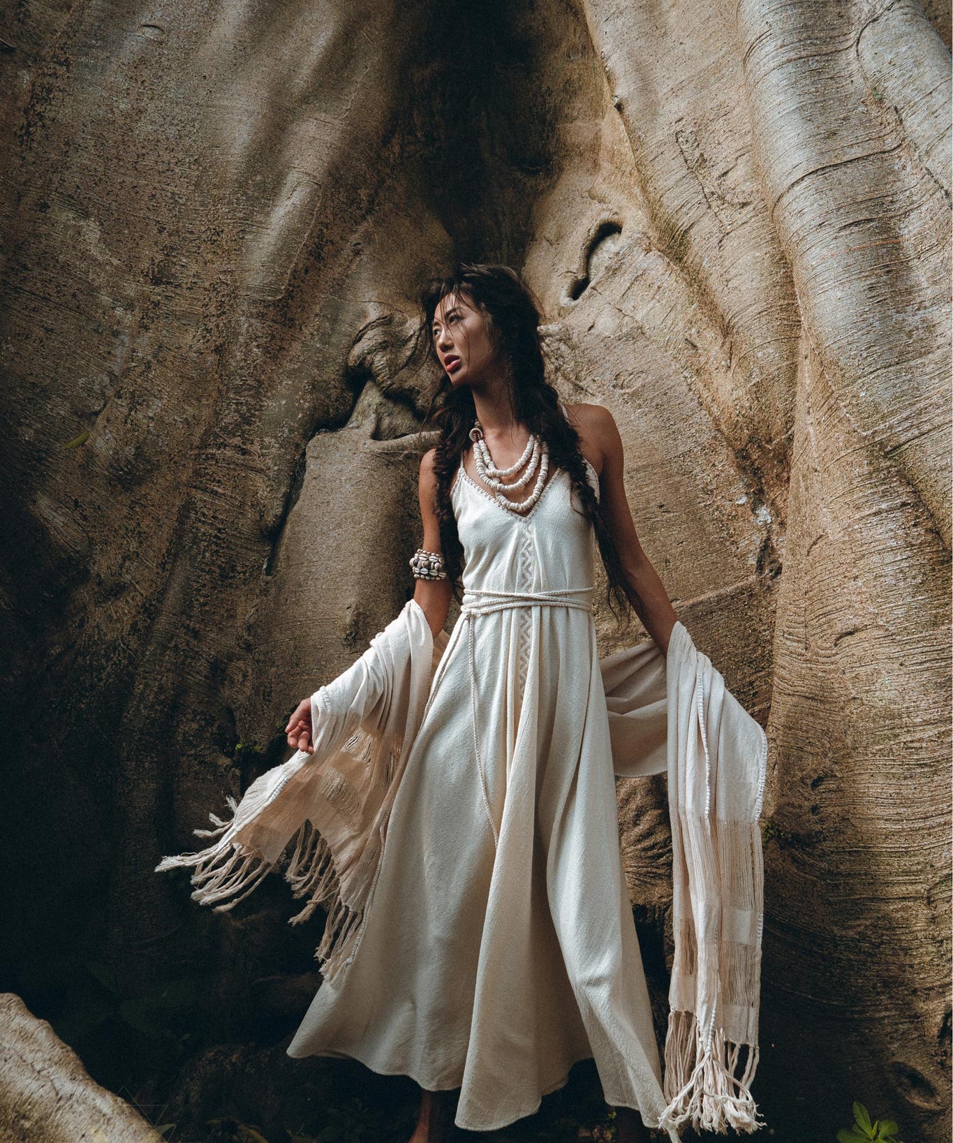 Off - White Boho Dress • Goddess Dress • Simple Wedding Dress - AYA SW IDR