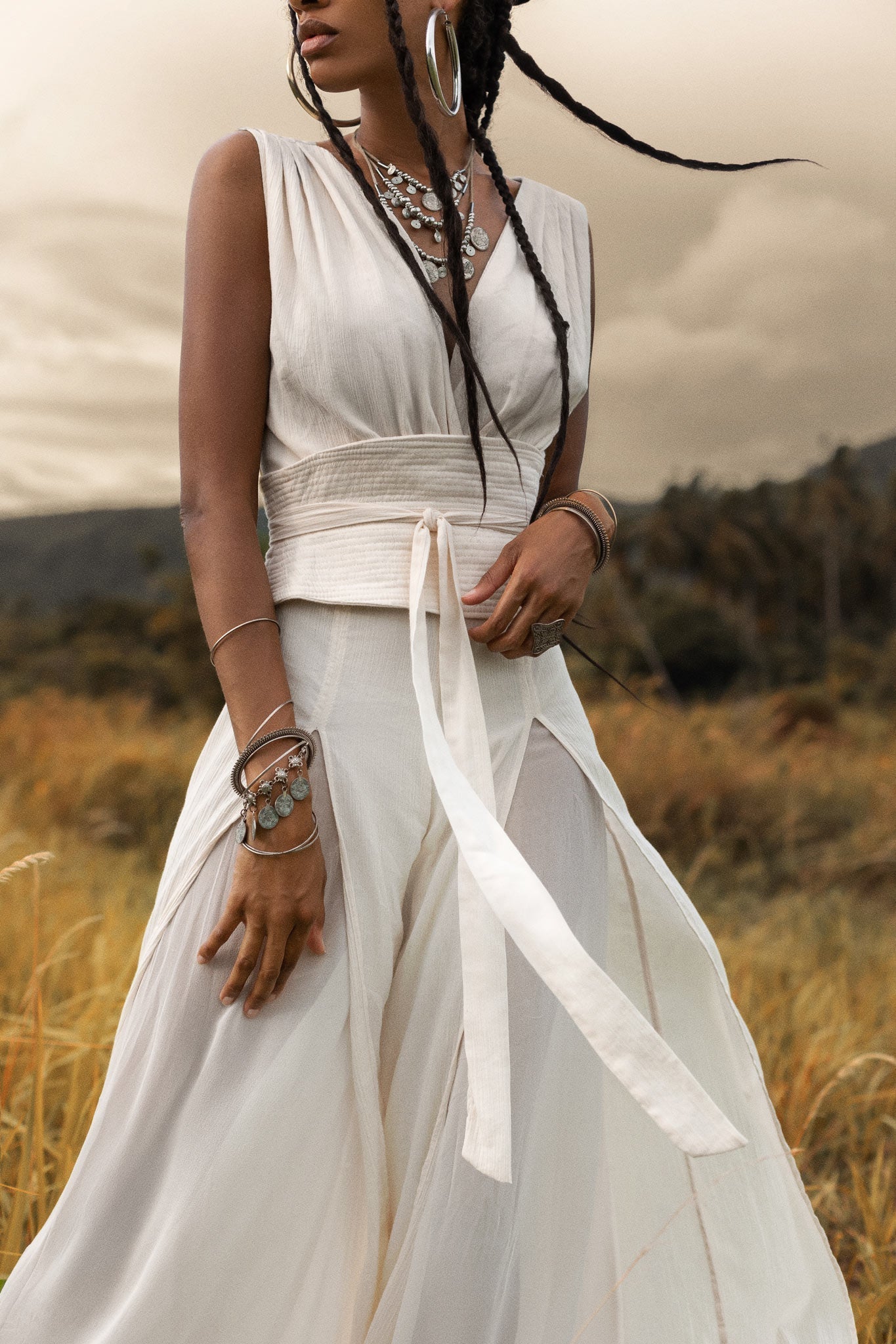Off - White Boho Jumpsuit Women • Peace Silk & Cotton Romper for Women - AYA SW IDR
