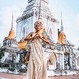 Off - White Boho Open Back Simple Wedding Dress with Hand Loomed Tassels - AYA SW IDR