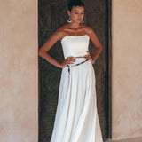 Off - White Boho Top Corset and Skirt • Summer Crop Top Corset and Skirt - AYA SW IDR