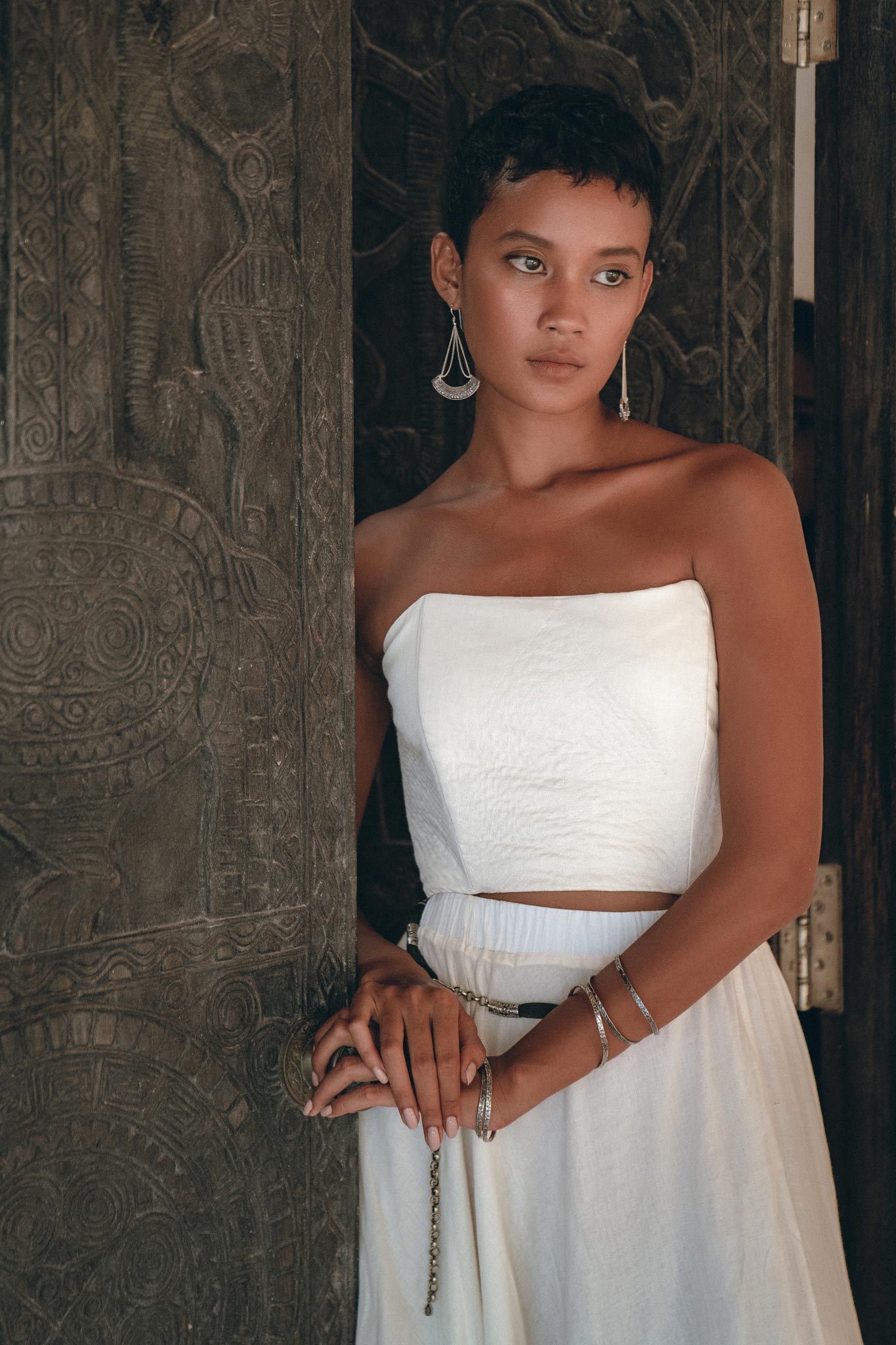 Off - White Boho Top Corset and Skirt • Summer Crop Top Corset and Skirt - AYA SW IDR