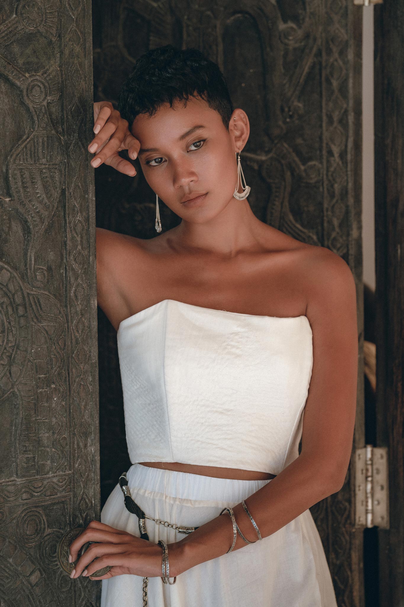 Off - White Boho Top Corset and Skirt • Summer Crop Top Corset and Skirt - AYA SW IDR