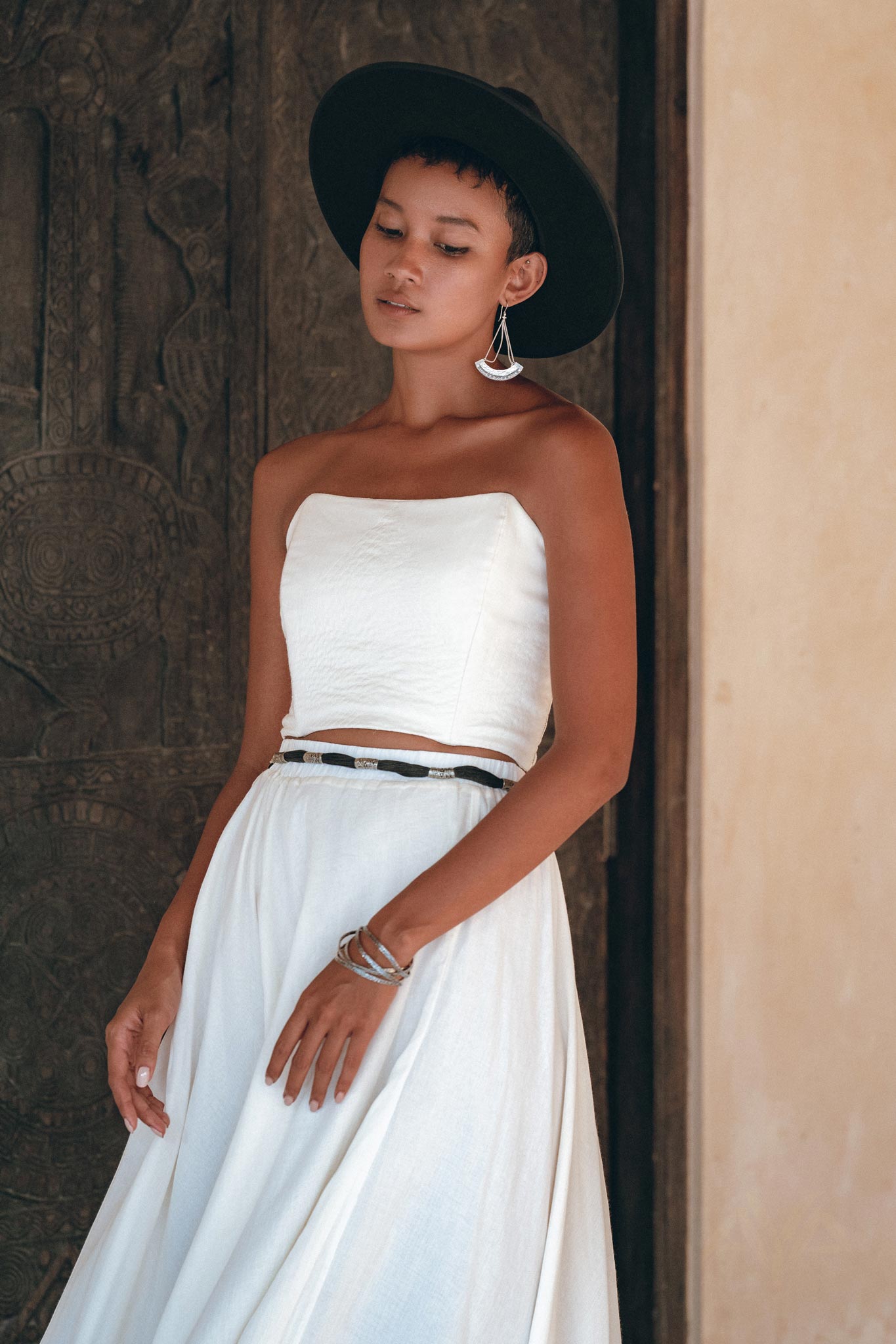 Off - White Boho Top Corset and Skirt • Summer Crop Top Corset and Skirt - AYA SW IDR