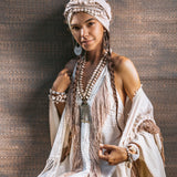 Off - White Boho Tribal Bohemian Dress Entirely Handmade - AYA SW IDR