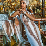 Off - White Boho Tribal Bohemian Dress Entirely Handmade - AYA SW IDR